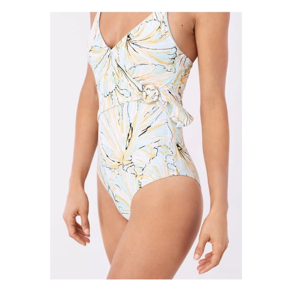 DVF x Onia Lila Soothing Sea Tulip Shell Lagoon Wrap One-Piece Swimsuit
